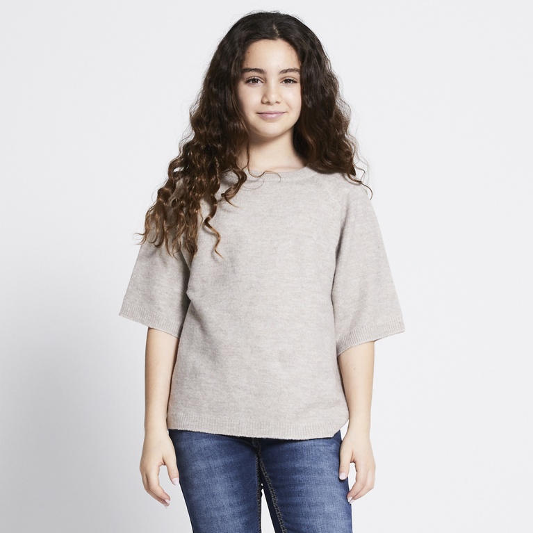 Basic knit tee "Knitted tee star" Beige